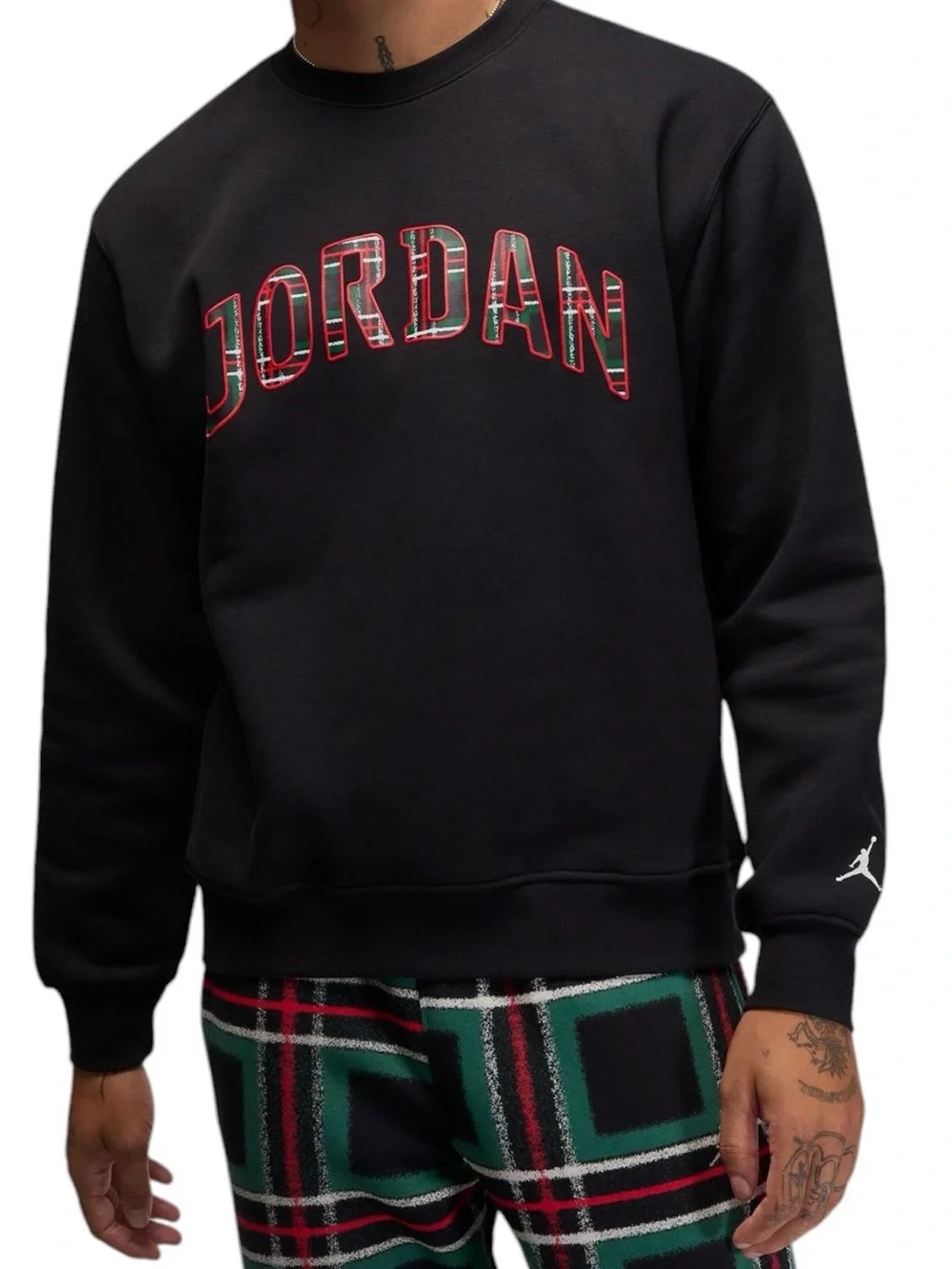 Jordan Black Crewneck Sweatshirt with Red Trim Logo
